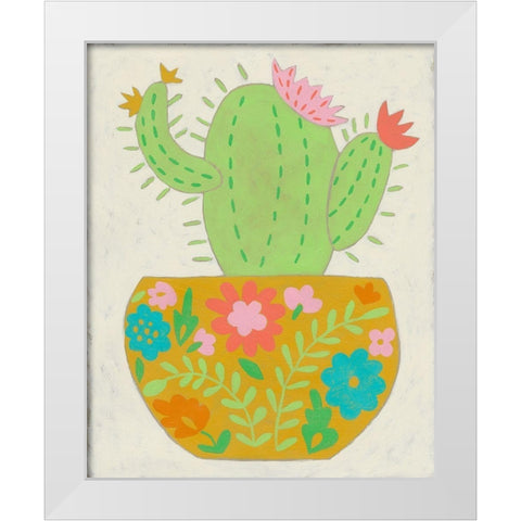 Happy Cactus II White Modern Wood Framed Art Print by Zarris, Chariklia