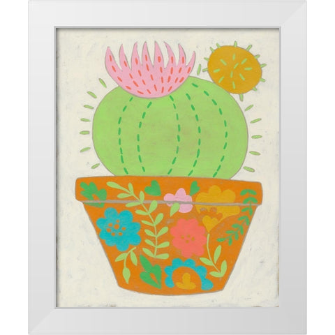 Happy Cactus III White Modern Wood Framed Art Print by Zarris, Chariklia