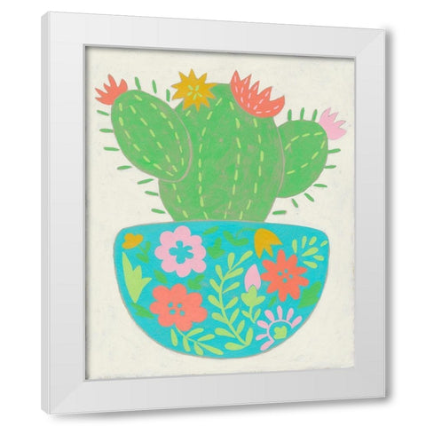 Happy Cactus IV White Modern Wood Framed Art Print by Zarris, Chariklia