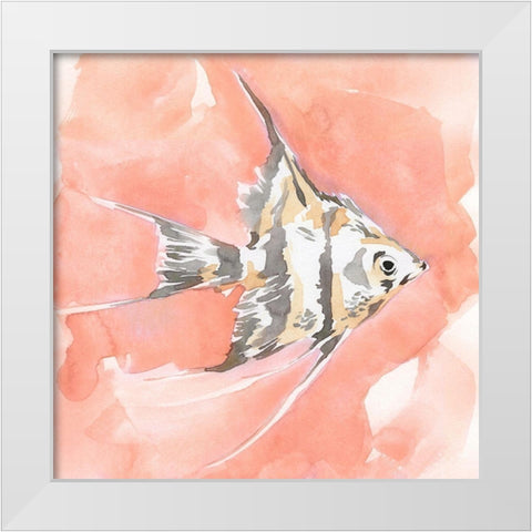 Blush and Ochre Angel Fish I White Modern Wood Framed Art Print by Green, Jacob