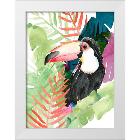 Toucan Palms I White Modern Wood Framed Art Print by Parker, Jennifer Paxton