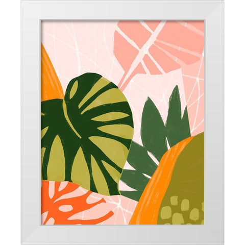 Jungle Collage I White Modern Wood Framed Art Print by Vess, June Erica