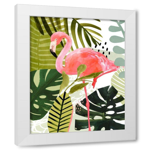 Flamingo Forest I White Modern Wood Framed Art Print by Borges, Victoria