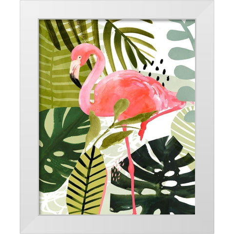 Flamingo Forest I White Modern Wood Framed Art Print by Borges, Victoria