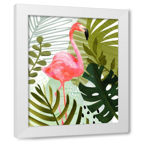 Flamingo Forest II White Modern Wood Framed Art Print by Borges, Victoria