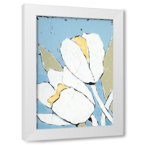 White Tulip Triptych I White Modern Wood Framed Art Print by Reynolds, Jade