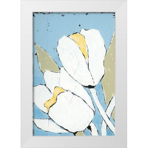 White Tulip Triptych I White Modern Wood Framed Art Print by Reynolds, Jade