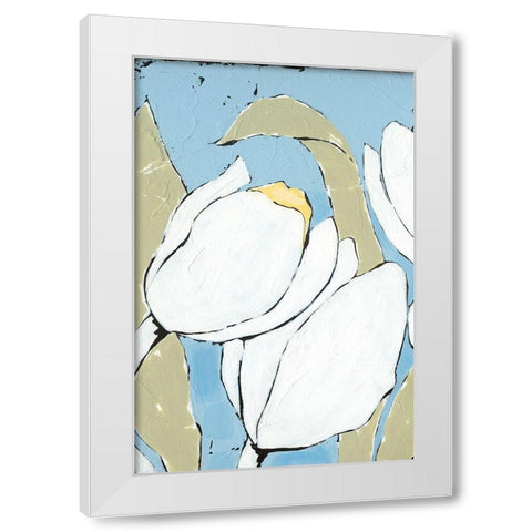 White Tulip Triptych II White Modern Wood Framed Art Print by Reynolds, Jade