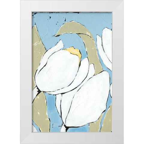White Tulip Triptych II White Modern Wood Framed Art Print by Reynolds, Jade
