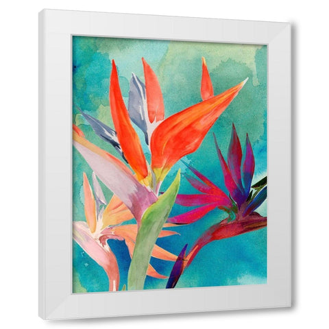 Vivid Birds of Paradise I White Modern Wood Framed Art Print by Parker, Jennifer Paxton