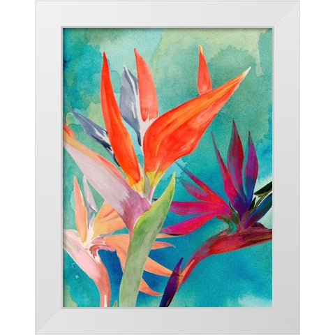 Vivid Birds of Paradise I White Modern Wood Framed Art Print by Parker, Jennifer Paxton