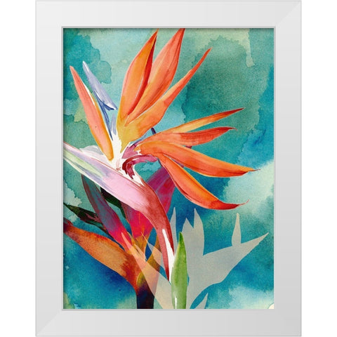 Vivid Birds of Paradise II White Modern Wood Framed Art Print by Parker, Jennifer Paxton