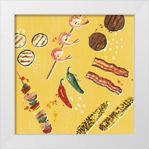 Throw it on the Grill I White Modern Wood Framed Art Print by Borges, Victoria