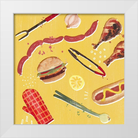 Throw it on the Grill III White Modern Wood Framed Art Print by Borges, Victoria