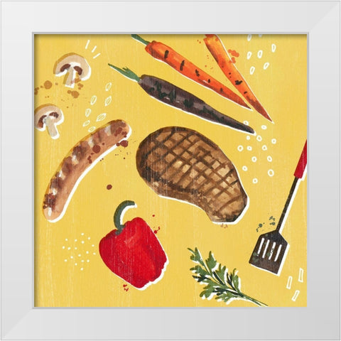 Throw it on the Grill IV White Modern Wood Framed Art Print by Borges, Victoria