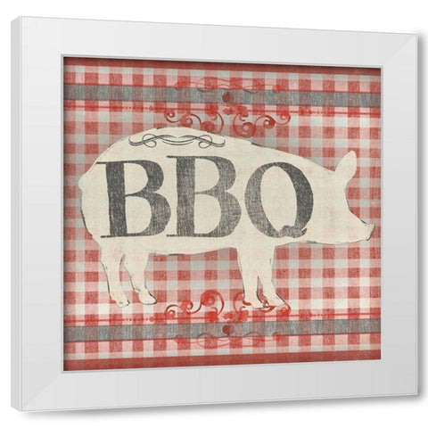 Gingham BBQ I White Modern Wood Framed Art Print by Vess, June Erica