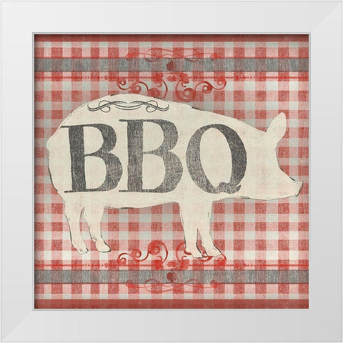 Gingham BBQ I White Modern Wood Framed Art Print by Vess, June Erica