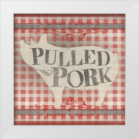 Gingham BBQ IV White Modern Wood Framed Art Print by Vess, June Erica