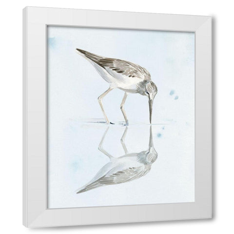 Sandpiper Reflections I White Modern Wood Framed Art Print by Parker, Jennifer Paxton