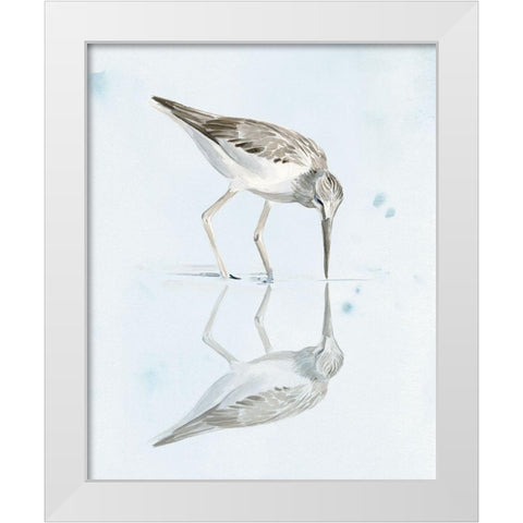 Sandpiper Reflections I White Modern Wood Framed Art Print by Parker, Jennifer Paxton