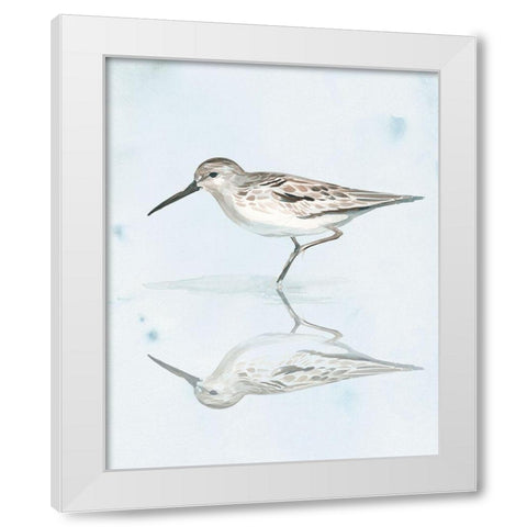 Sandpiper Reflections II White Modern Wood Framed Art Print by Parker, Jennifer Paxton
