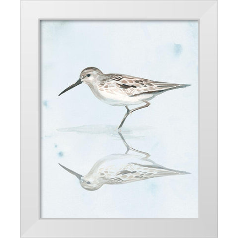 Sandpiper Reflections II White Modern Wood Framed Art Print by Parker, Jennifer Paxton
