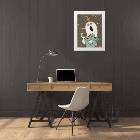 Happy Haunting III White Modern Wood Framed Art Print by Eisner, Viv