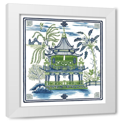 Pagoda Visit I White Modern Wood Framed Art Print by Wang, Melissa