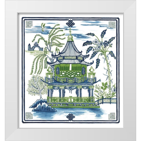 Pagoda Visit I White Modern Wood Framed Art Print by Wang, Melissa