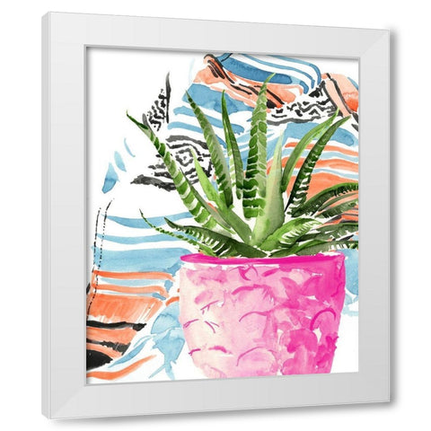 Zebra Succulent I White Modern Wood Framed Art Print by Parker, Jennifer Paxton