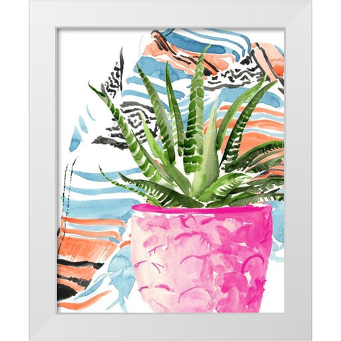 Zebra Succulent I White Modern Wood Framed Art Print by Parker, Jennifer Paxton