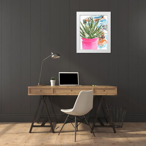 Zebra Succulent II White Modern Wood Framed Art Print by Parker, Jennifer Paxton