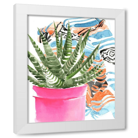 Zebra Succulent II White Modern Wood Framed Art Print by Parker, Jennifer Paxton