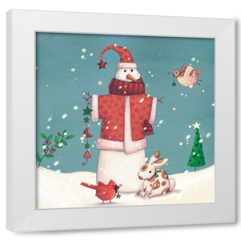 Folk Snowman II White Modern Wood Framed Art Print by Eisner, Viv