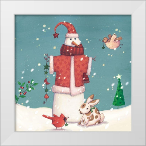 Folk Snowman II White Modern Wood Framed Art Print by Eisner, Viv