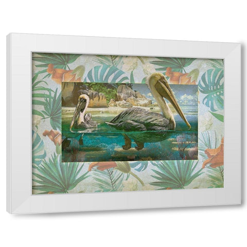 Pelican Paradise V White Modern Wood Framed Art Print by Hunziker, Steve