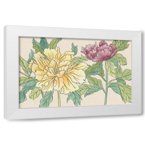 Peony Blooms II White Modern Wood Framed Art Print by Wang, Melissa