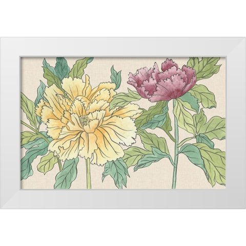 Peony Blooms II White Modern Wood Framed Art Print by Wang, Melissa