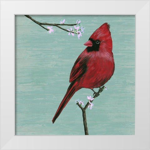 Bird and Blossoms II White Modern Wood Framed Art Print by Wang, Melissa