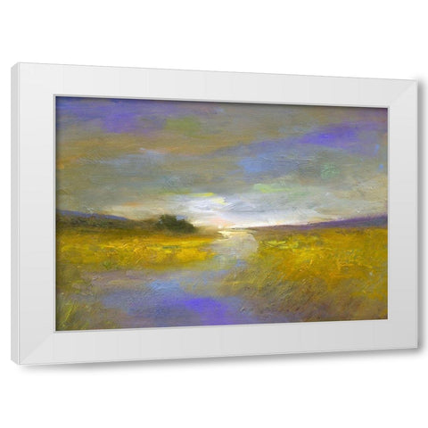 Mustard Fields at Dusk White Modern Wood Framed Art Print by Finch, Sheila