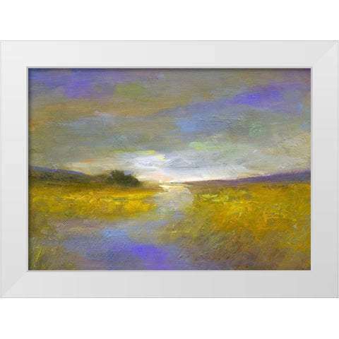 Mustard Fields at Dusk White Modern Wood Framed Art Print by Finch, Sheila