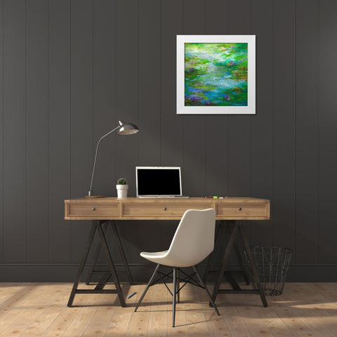 Water Lily Pond #1 White Modern Wood Framed Art Print by Finch, Sheila