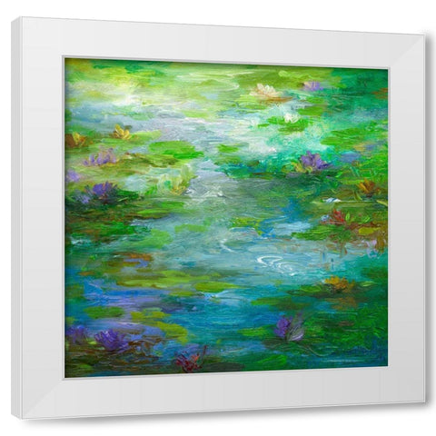 Water Lily Pond #1 White Modern Wood Framed Art Print by Finch, Sheila