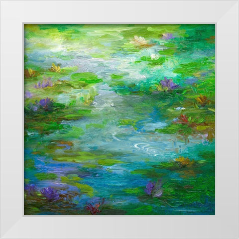 Water Lily Pond #1 White Modern Wood Framed Art Print by Finch, Sheila