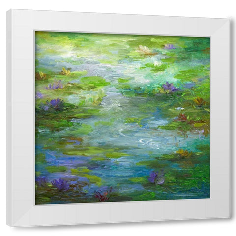 Water Lily Pond #1 White Modern Wood Framed Art Print by Finch, Shiela