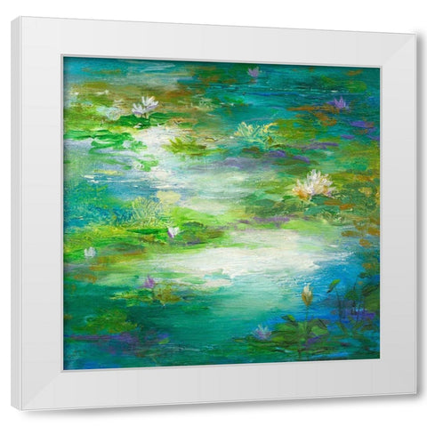 Water Lily Pond #2 White Modern Wood Framed Art Print by Finch, Sheila