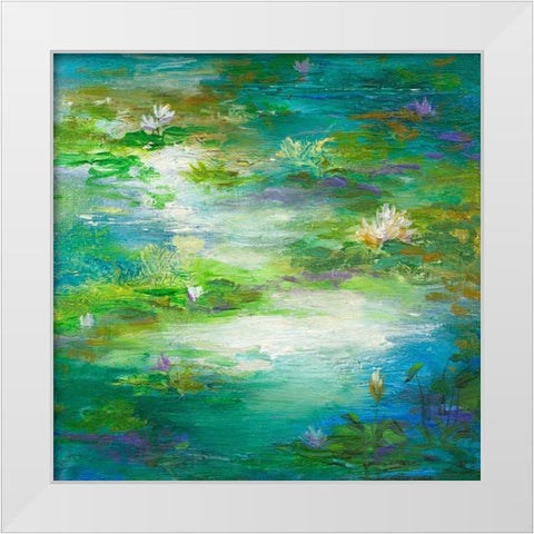 Water Lily Pond #2 White Modern Wood Framed Art Print by Finch, Sheila