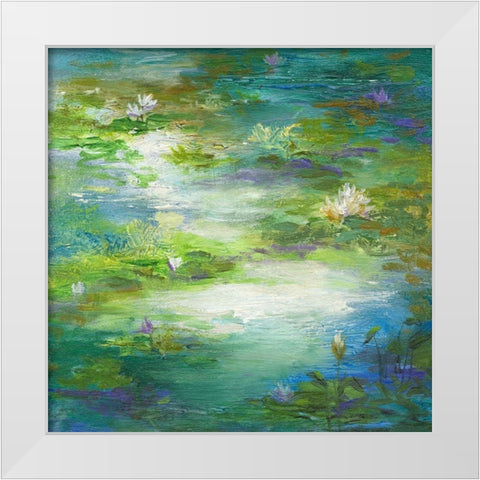 Water Lily Pond #2 White Modern Wood Framed Art Print by Finch, Shiela