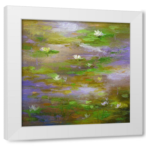 Water Lily Pond #3 White Modern Wood Framed Art Print by Finch, Sheila