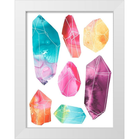 Prism Crystals I White Modern Wood Framed Art Print by Vess, June Erica